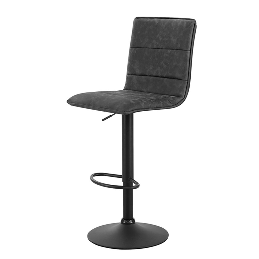 Artiss Set of 2 Bar Stools PU Leather Smooth Line Style - Grey and Black
