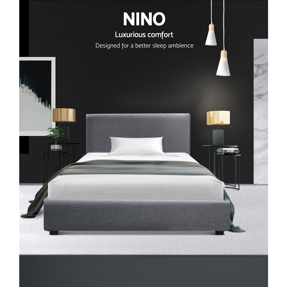 Artiss Nino Bed Frame Fabric - Grey King Single