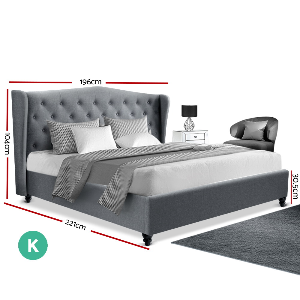 Artiss Pier Bed Frame Fabric - Grey King
