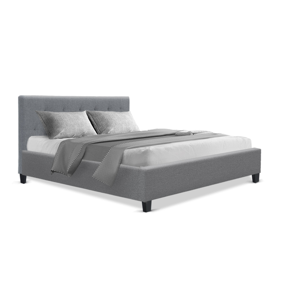 Artiss Vanke Bed Frame Fabric- Grey Double