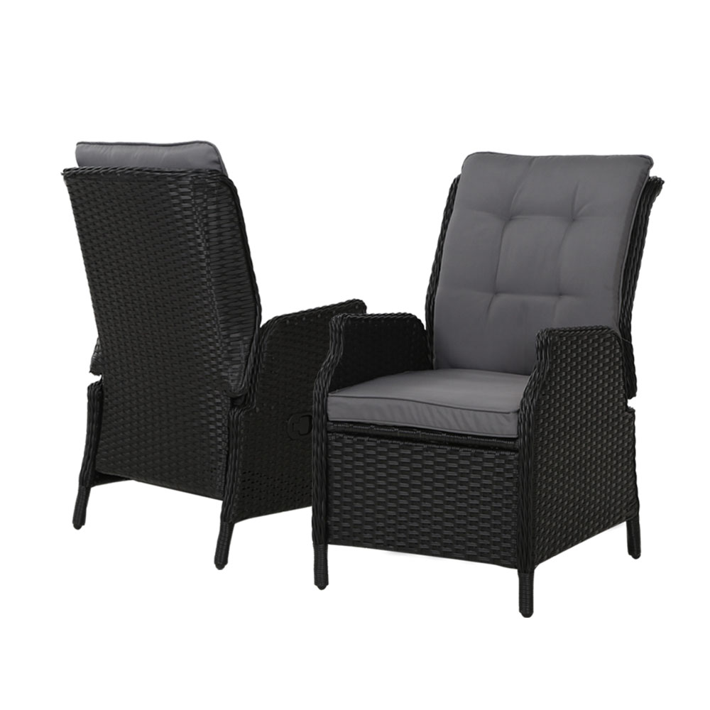 Gardeon Recliner Chairs Sun lounge Setting Outdoor Furniture Patio Garden Wicker