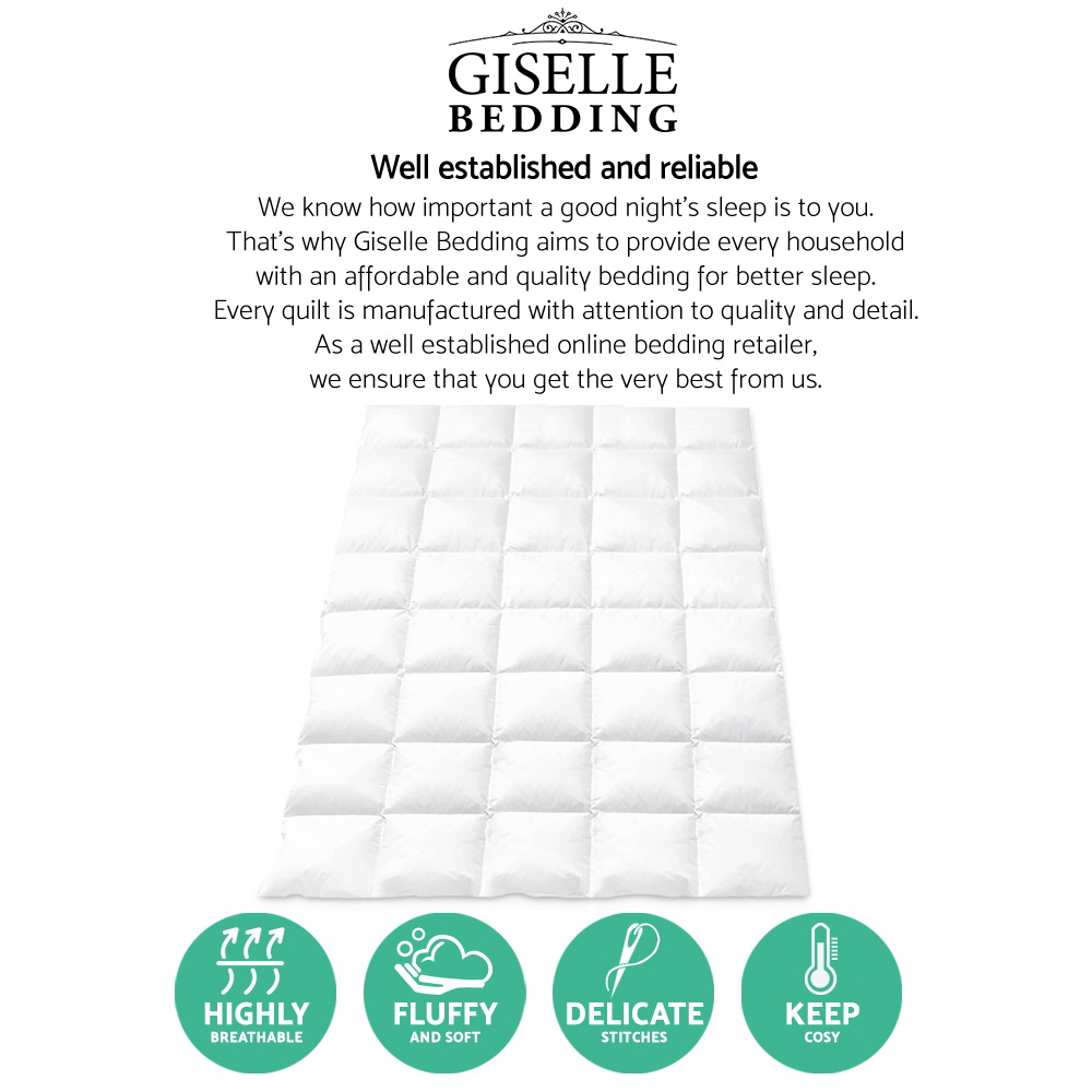 Giselle Bedding Duck Down Feather Quilt 500GSM King Size