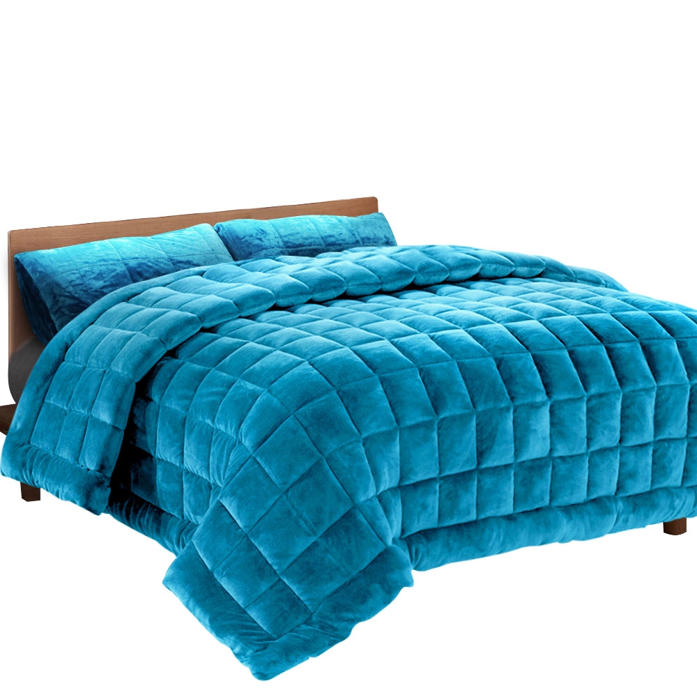 Giselle Bedding Faux Mink Quilt King Size Navy