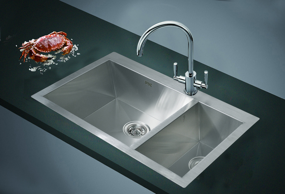 745x470mm Handmade Stainless Steel Topmount Kitchen Sink with Waste