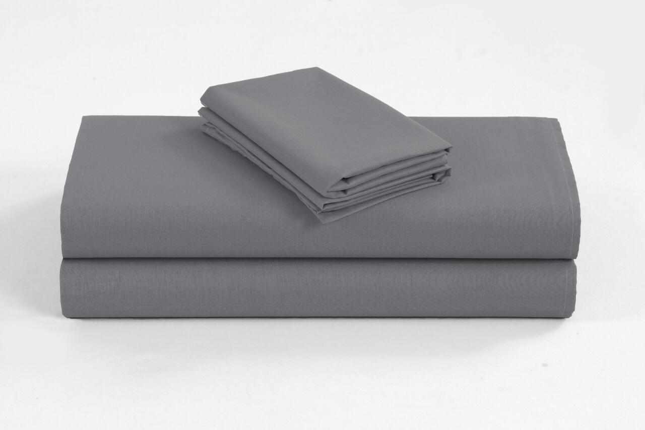 Elan Linen 1200TC Organic Cotton Single Grey Bed Sheet Set