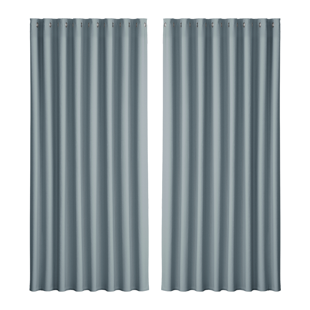 Artiss 2X Blockout Curtains Blackout Window Curtain Eyelet 300x230cm Grey