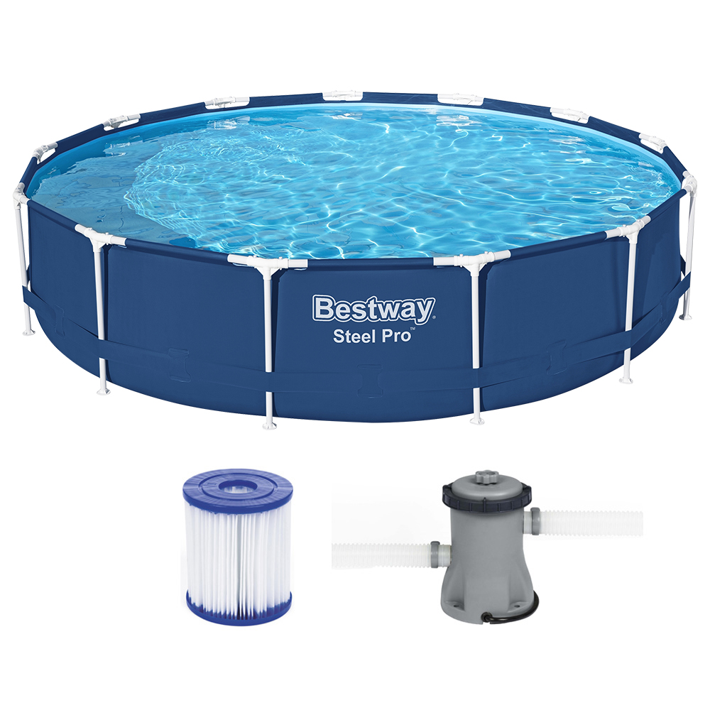 Bestway Swimming Pool Above Ground Filter Pump Steel Pro™ Frame Pools 3.96M