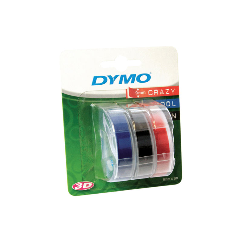 DYMO Embosser Tape 9mmX3m Assorted Pack of 3