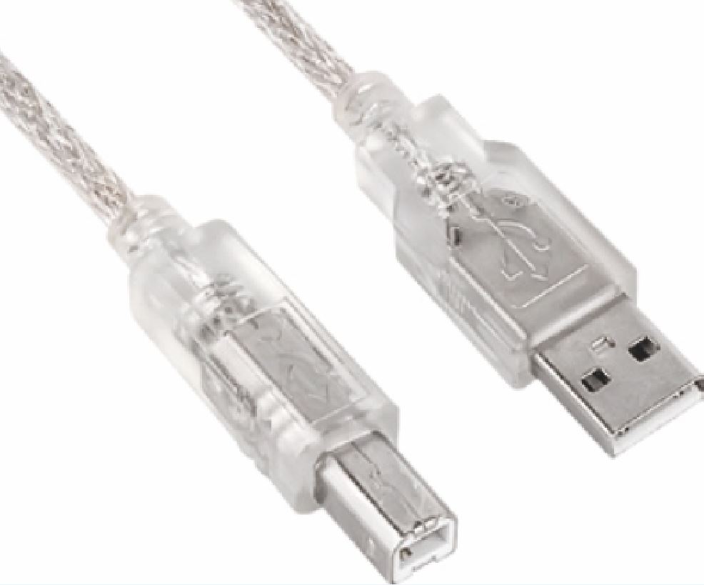 ASTROTEK USB 2.0 Printer Cable 2m - Type A Male to Type B Male Transparent Colour CBUSBAB2M CB8W-UC-2001AB