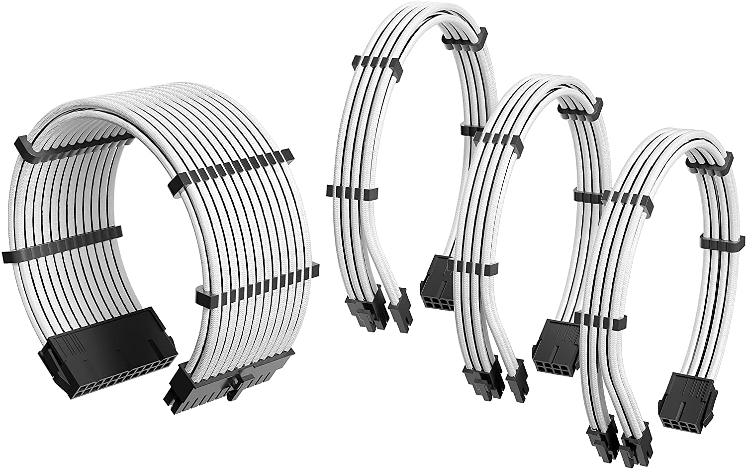 ANTEC PSU - Sleeved Extension Cable Kit V2 - White/Black - 24PIN ATX, 4+4 EPS, 8PIN PCI-E, 6PIN PCI-E, Compatible with Standard PSU