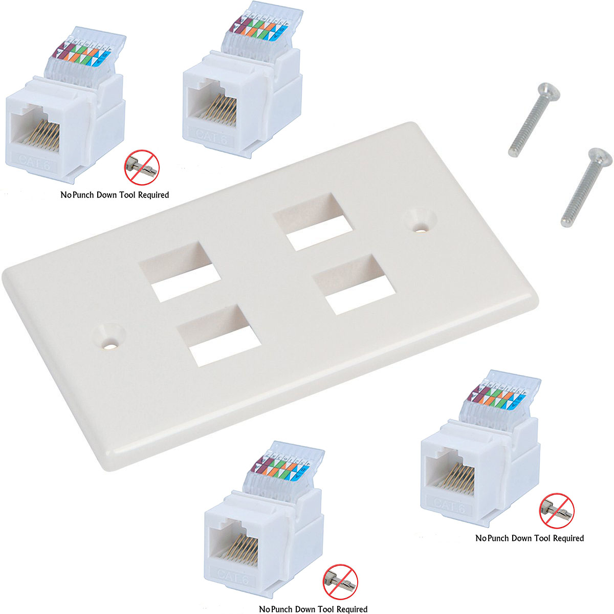 Ethernet Wall Plate 4 Port Cat6 Ethernet Cable Wall Plate Adapter