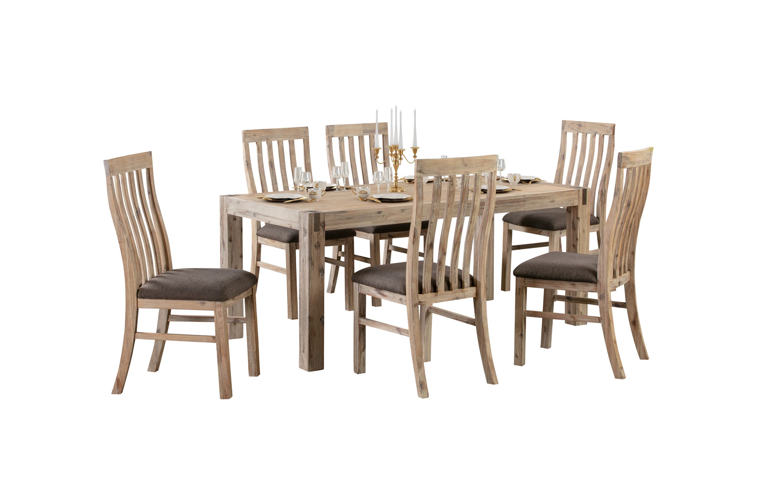 9 Pieces Dining Suite 210cm Large Size Dining Table & 8X Chairs with Solid Acacia Wooden Base in Oak Colour